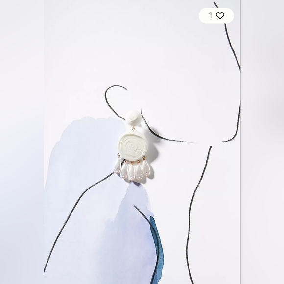 Anthropologie, Lake Life Preppy Circle Drop, Earrings, Tan/Shell - NWOT! - Picture 3 of 6